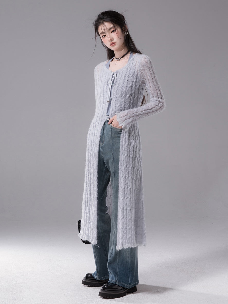 Lange Strickjacke & Vest Setup