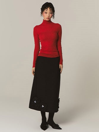 Beaded Turtleneck Knitted Top