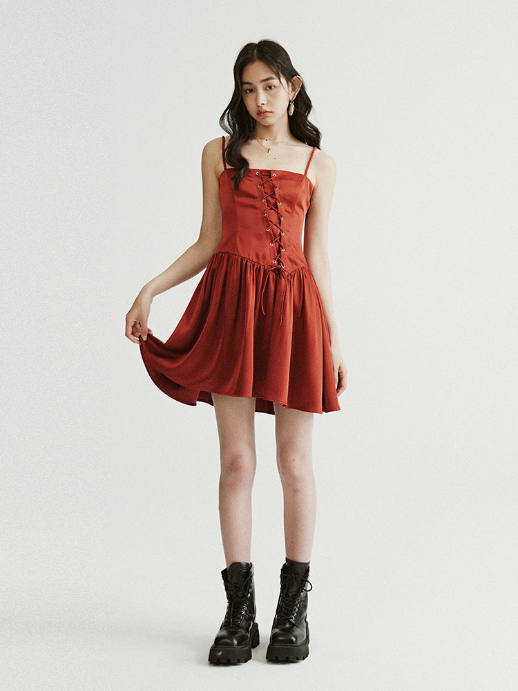 Woven Slanted Placket Dress