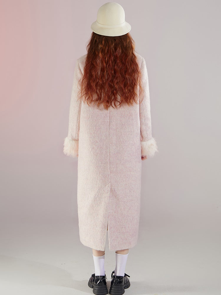 Fur Doll Collar Ribbon Strap Coat