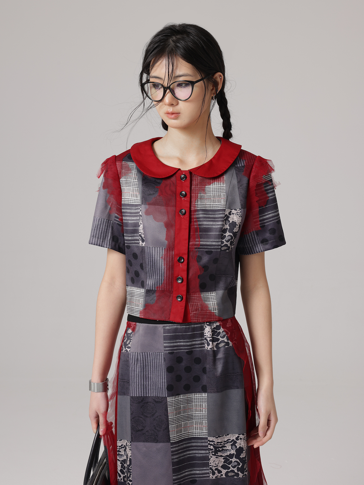 Grille Impression de point de point en maille et jupe