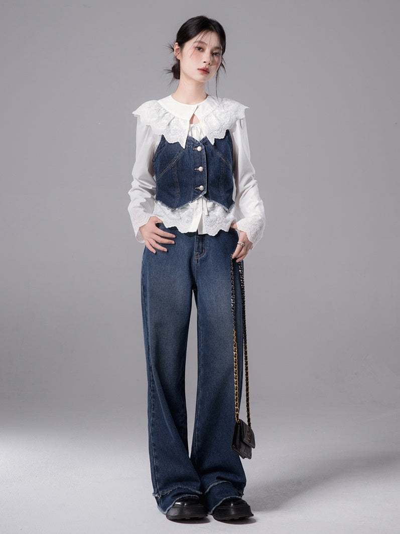 Dekorationskragen Spitzenstichhemd