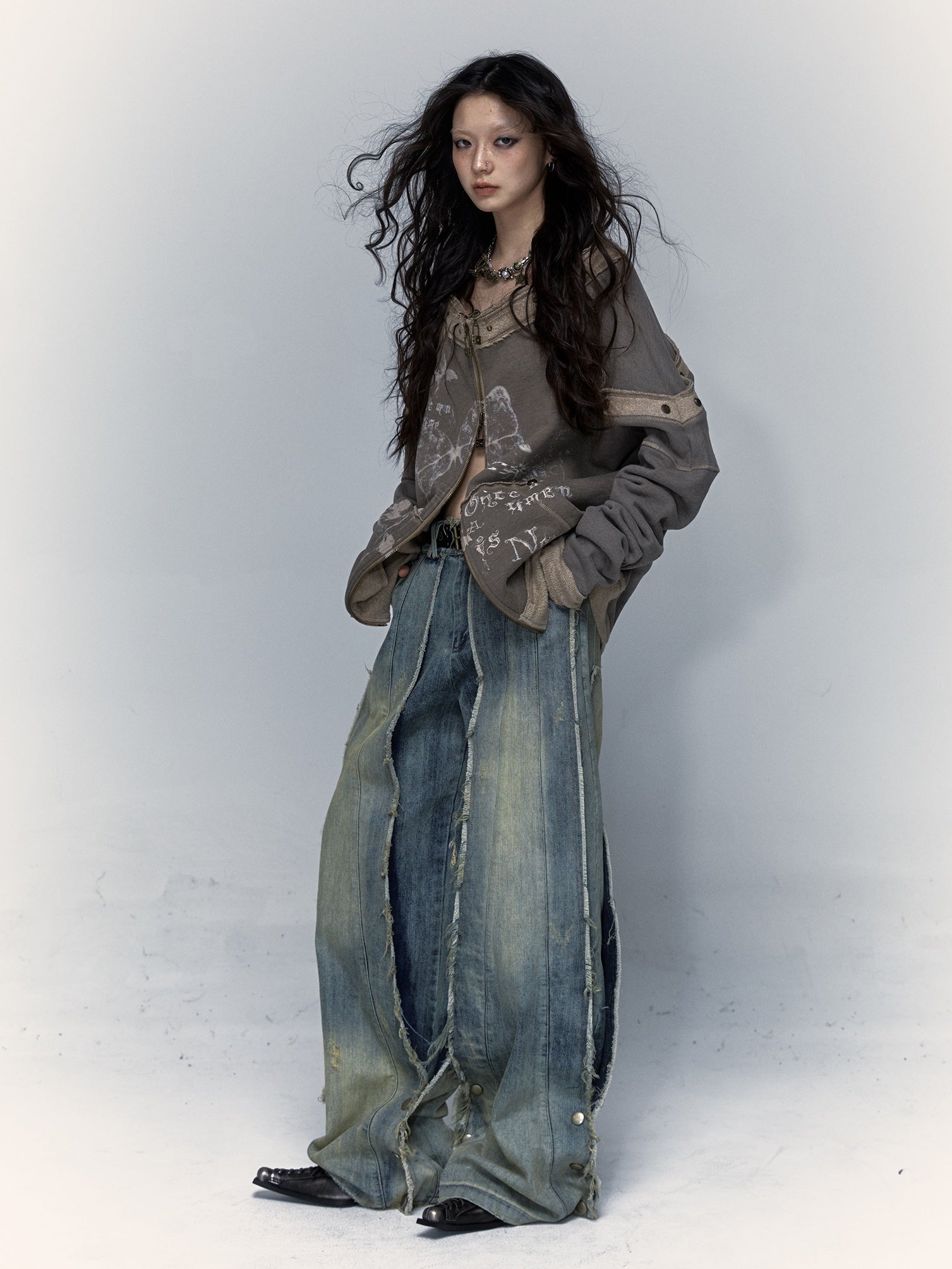 Washed Old Street Loose Wide Leg Jeans