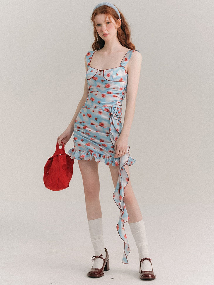 Sky Rosie peinte Camisole & Drape Ruffle Jupe