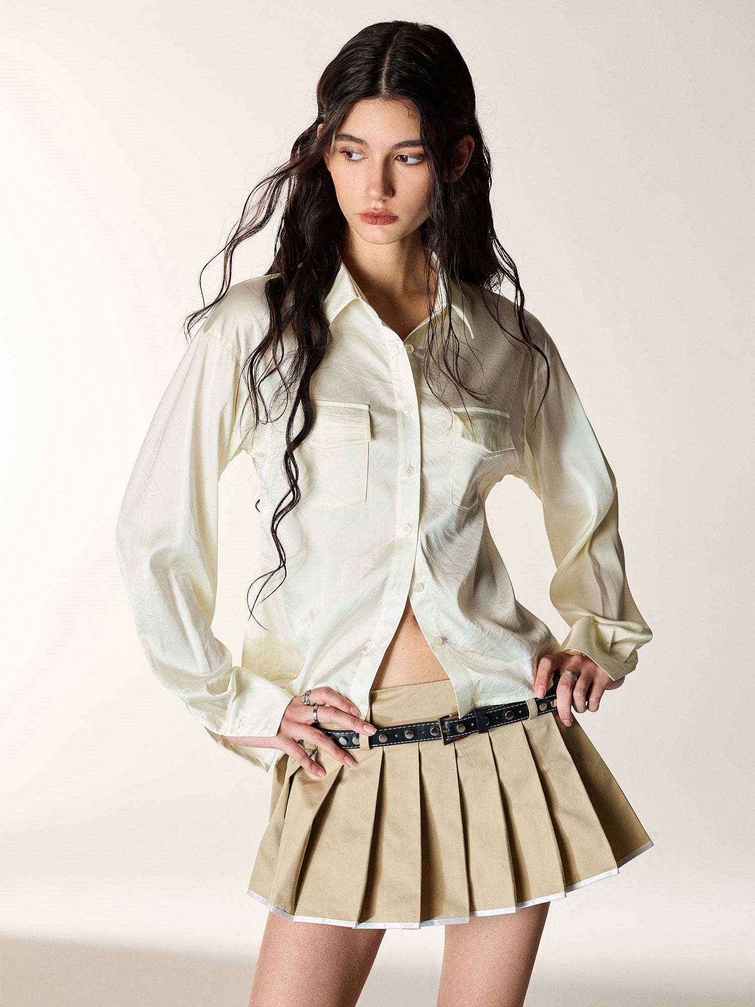 Chemise décontractée en satin