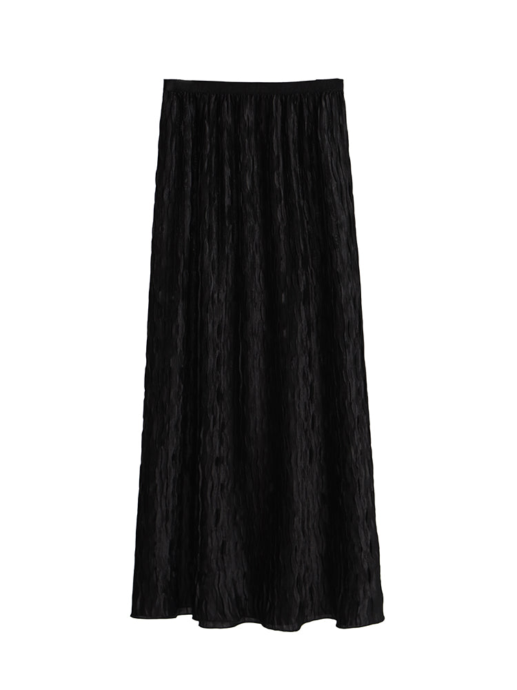Pleated Slightly A-line Elastic Skirt