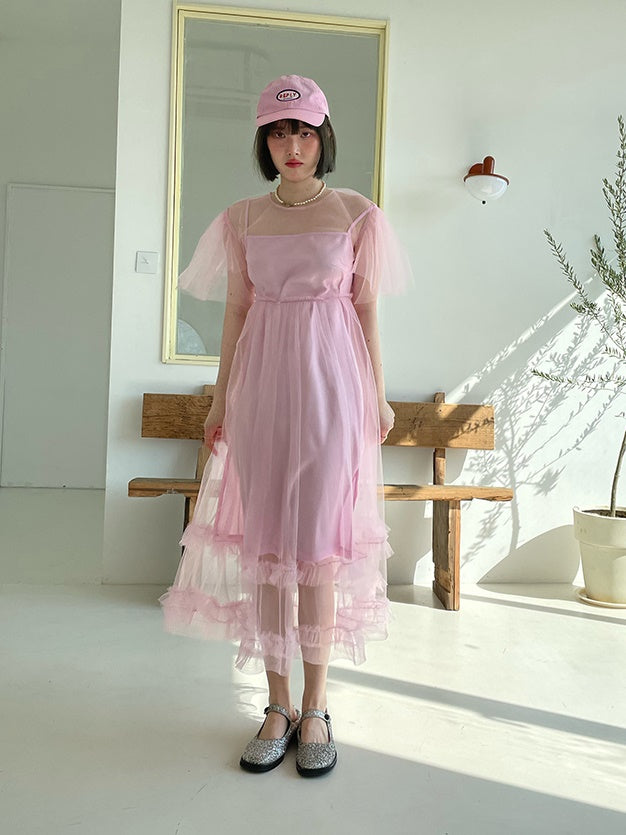 Mesh Backless Gurt Kleid & Hosenträger Einteiliger Setup