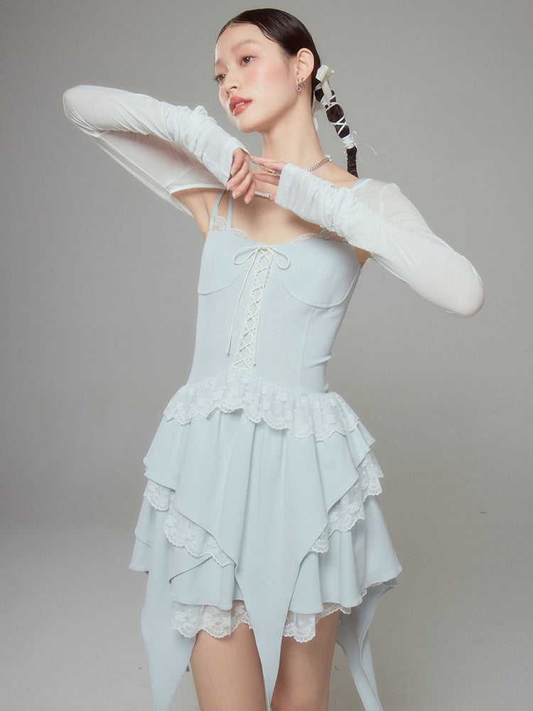 Lace Ballet Suspender Dress & Sleeve Top