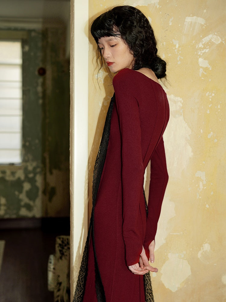 레이스를 훔친 슬림 장거리 박격 인어 드레스