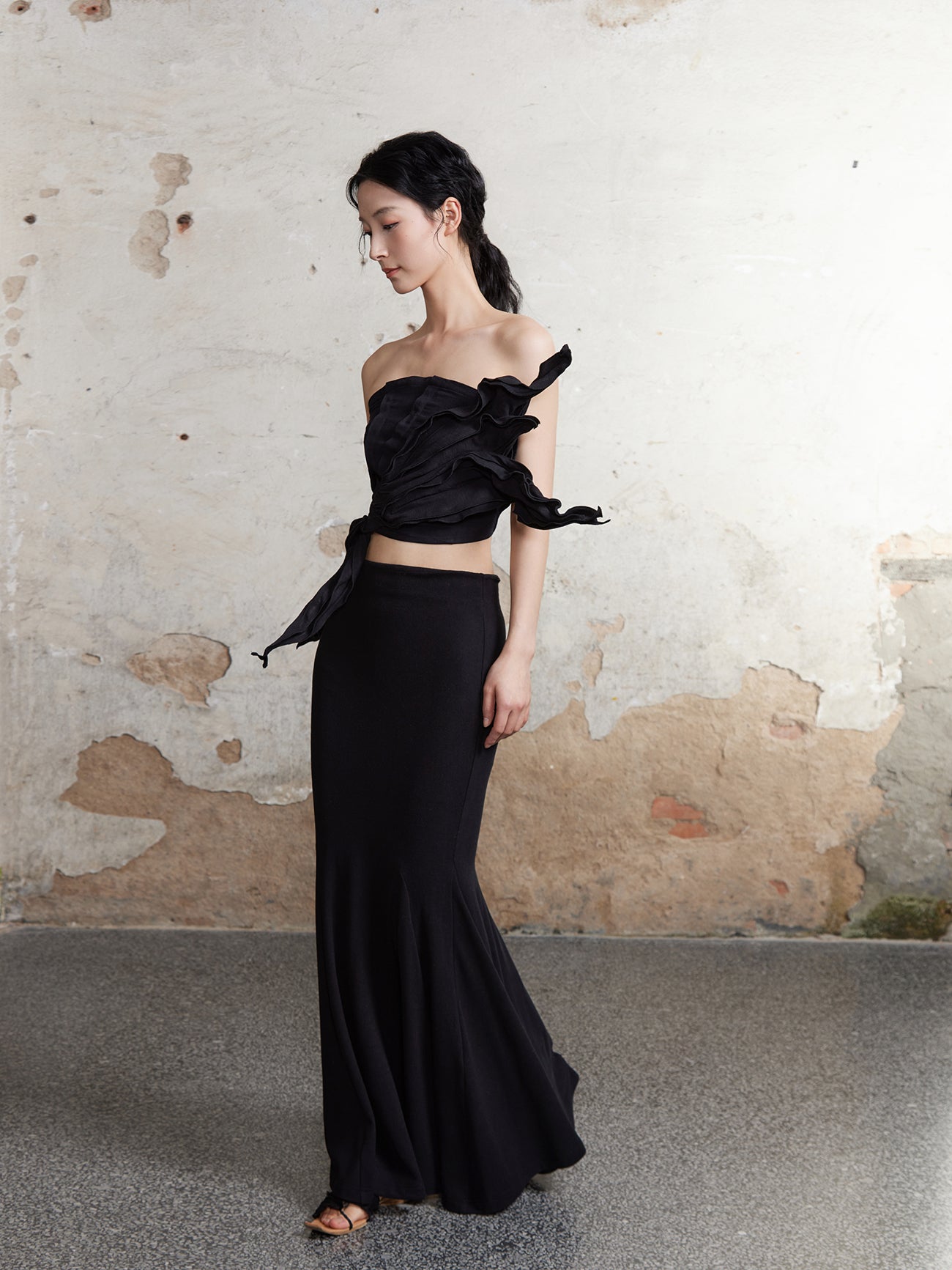 Eleganter Drape -Meerjungfrau -Longrock