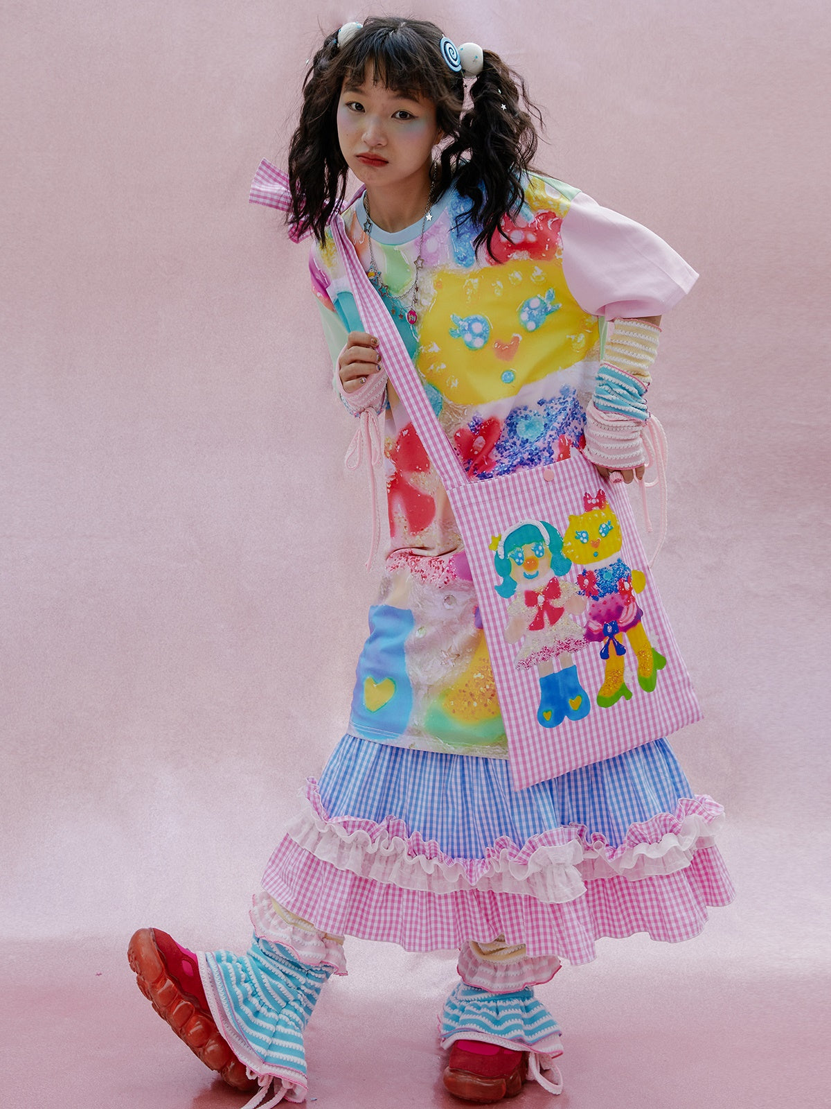 Cartoon Printing Plaid Should Bag