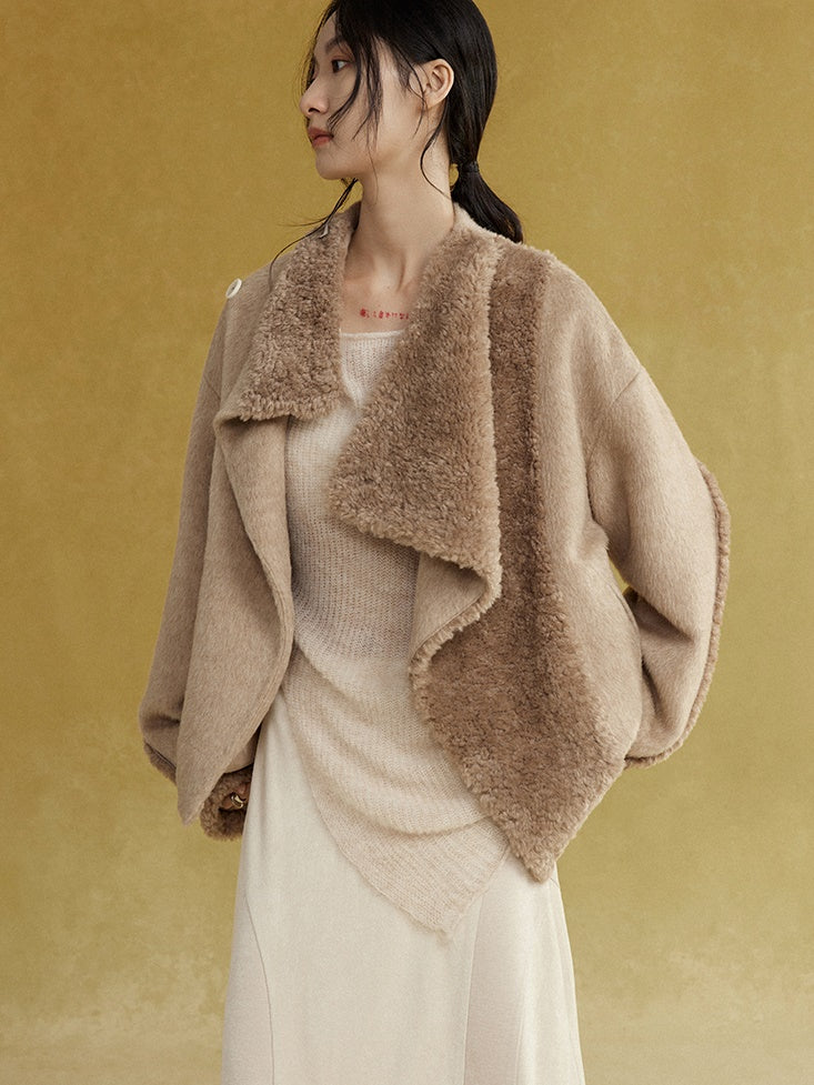 드레이프 넥 보아 짧은 재킷