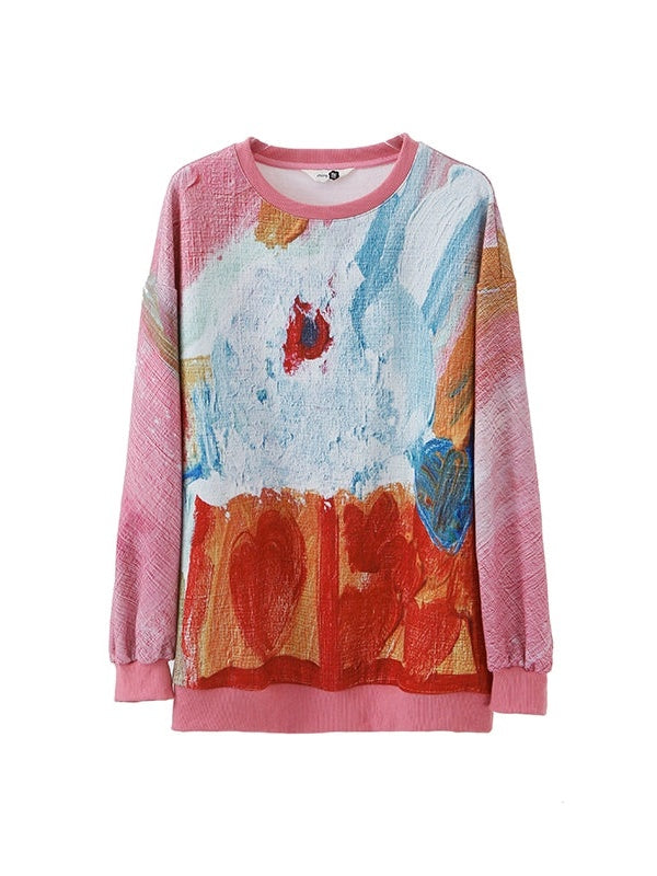 Oil Painting Taste Printed Sweat & Skirt