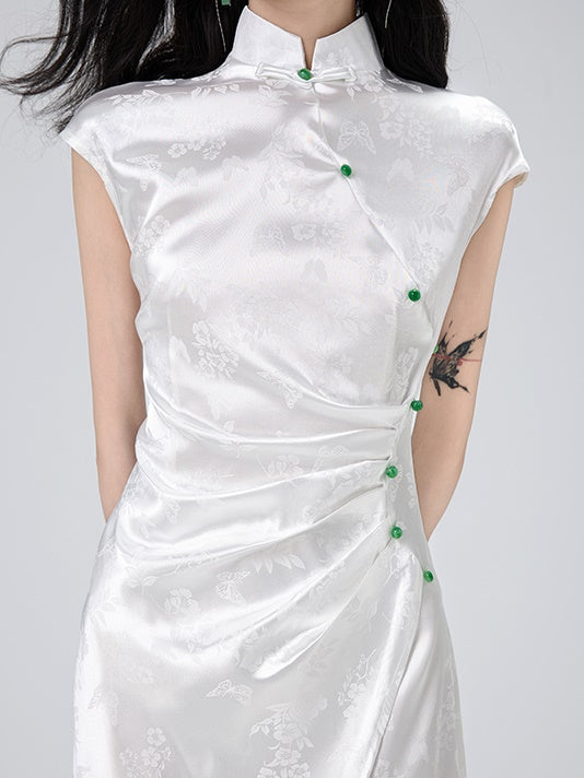 Sleeveless Improved Cheongsam Slit Design Long Dress