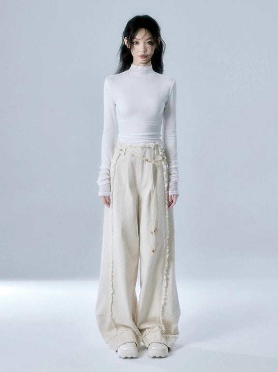 Embroidered Bottle Neck Slimming Bottoming Shirt