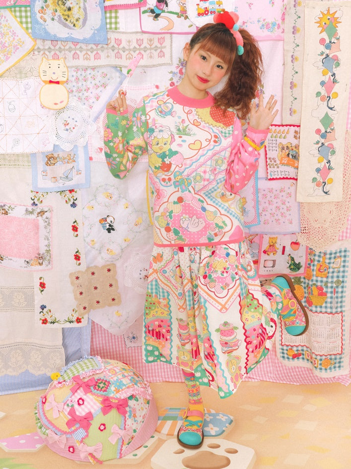 Handkerchief Print Gather Skirt