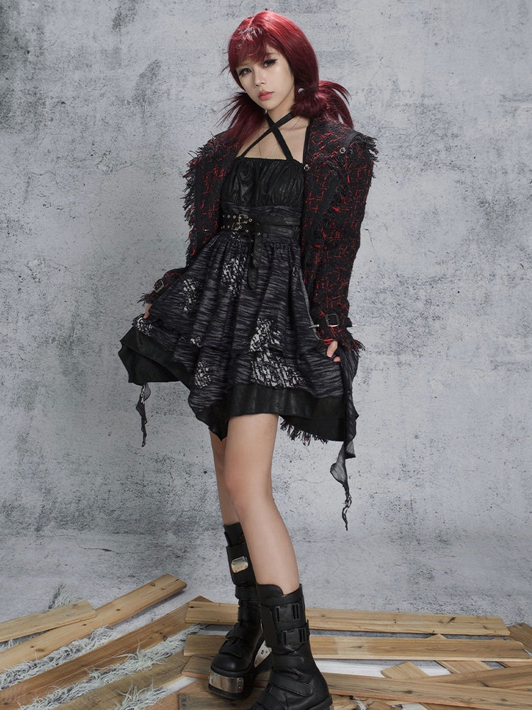 IRREGULAR HEM SLING PUNK ONE-PIECE