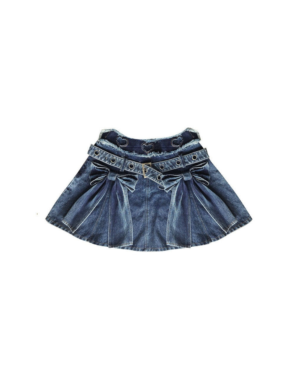 Niche Big Ribbon Flare Denim Skirt