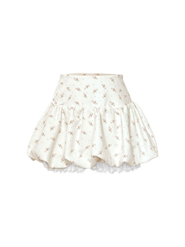 Set-Up Flower Lace Frill Ribbon Girly Sweet Blouse&Short-Pants