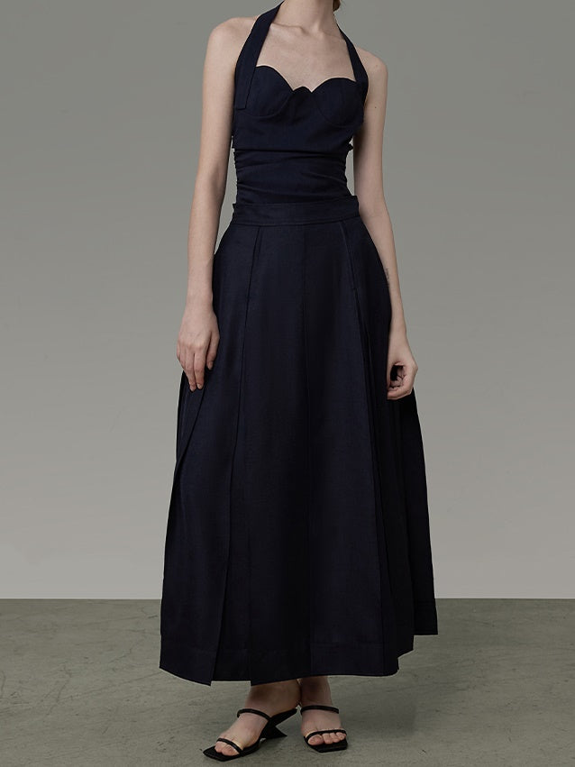 레이어드 디자인 A- 라인 긴 치마