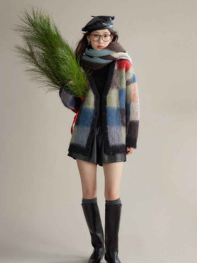 Color-blocking Splicing Tassel Design Muffler