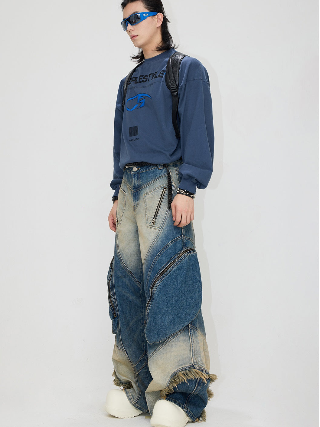 Pockets Rinse-dyed Work Jeans