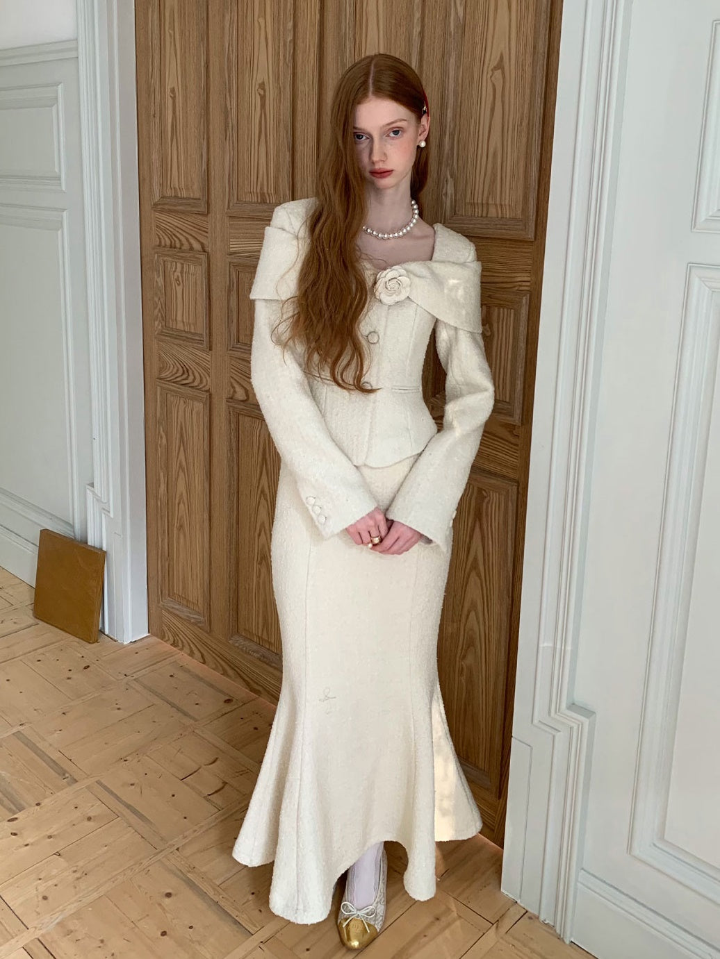 Woven Shag Retro Tweed Jacket & Short & Long Skirt