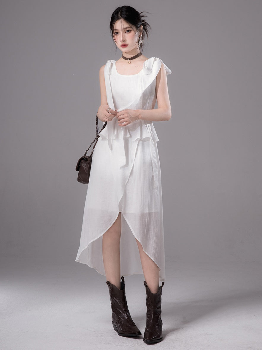 Layered Design Tulle Strap Sleeveless Dress