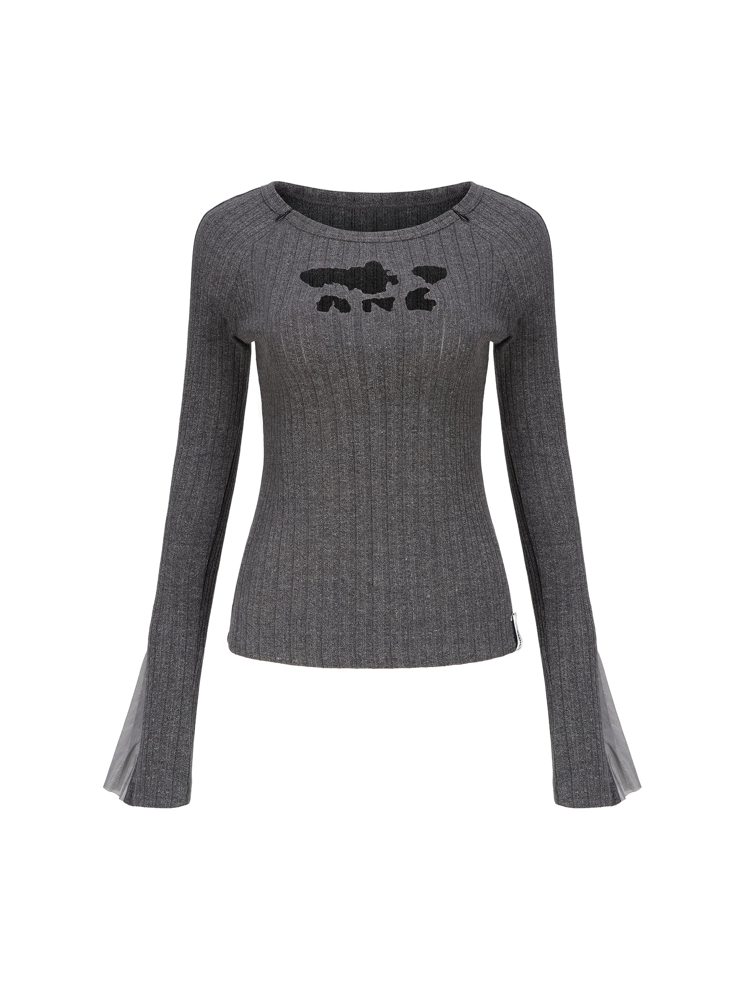 Hollow Slim Zipper Splicing Sweater