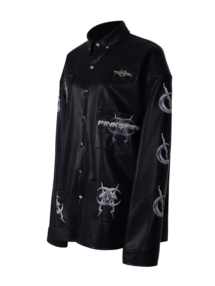 Multi -Taschen -Lederjacke