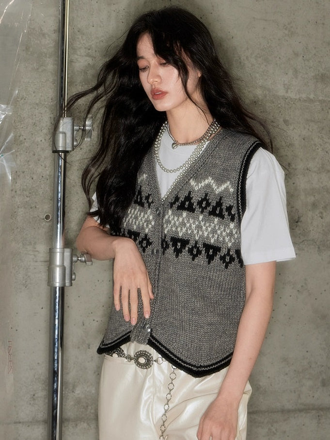 Fair Isle Jacquard Retro Weste