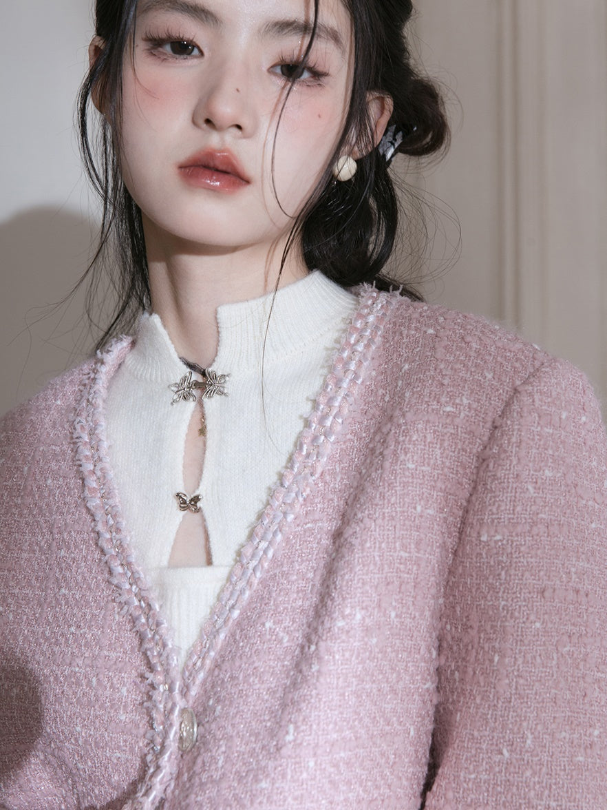 Girly V-Neck Tweed Taste Jacket