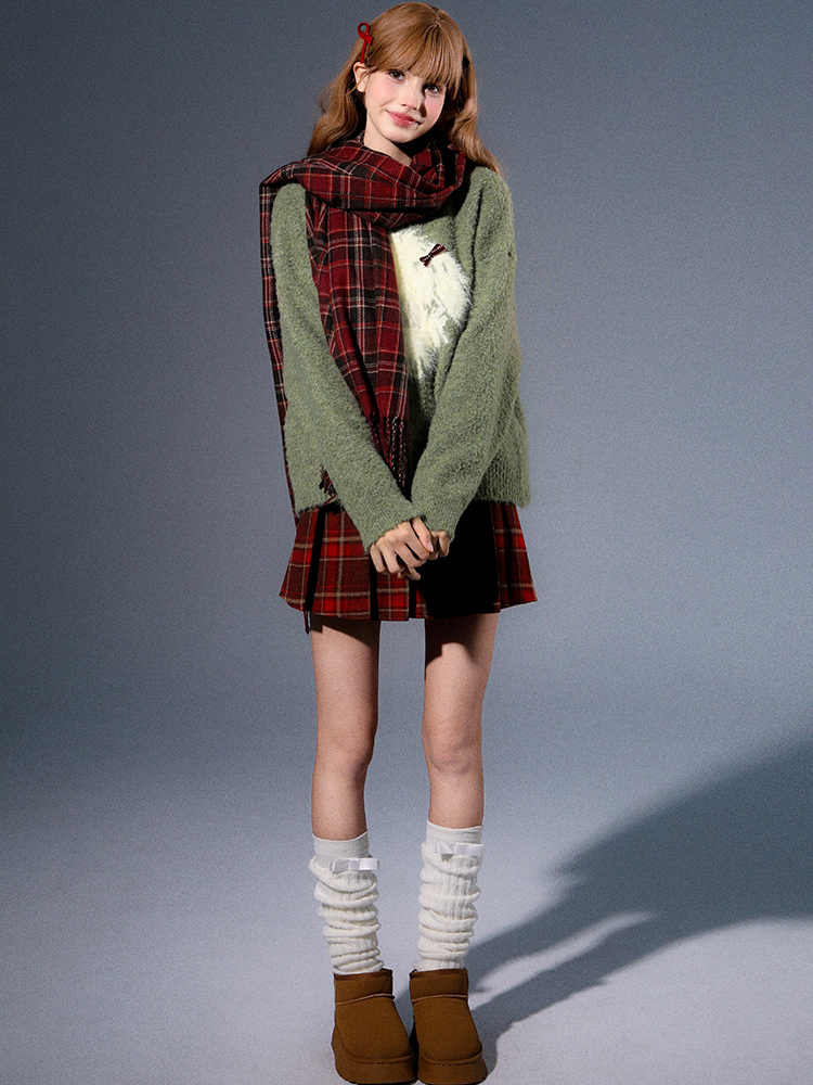 Crew Hals süßer Welpe -Hoop -Strickpullover