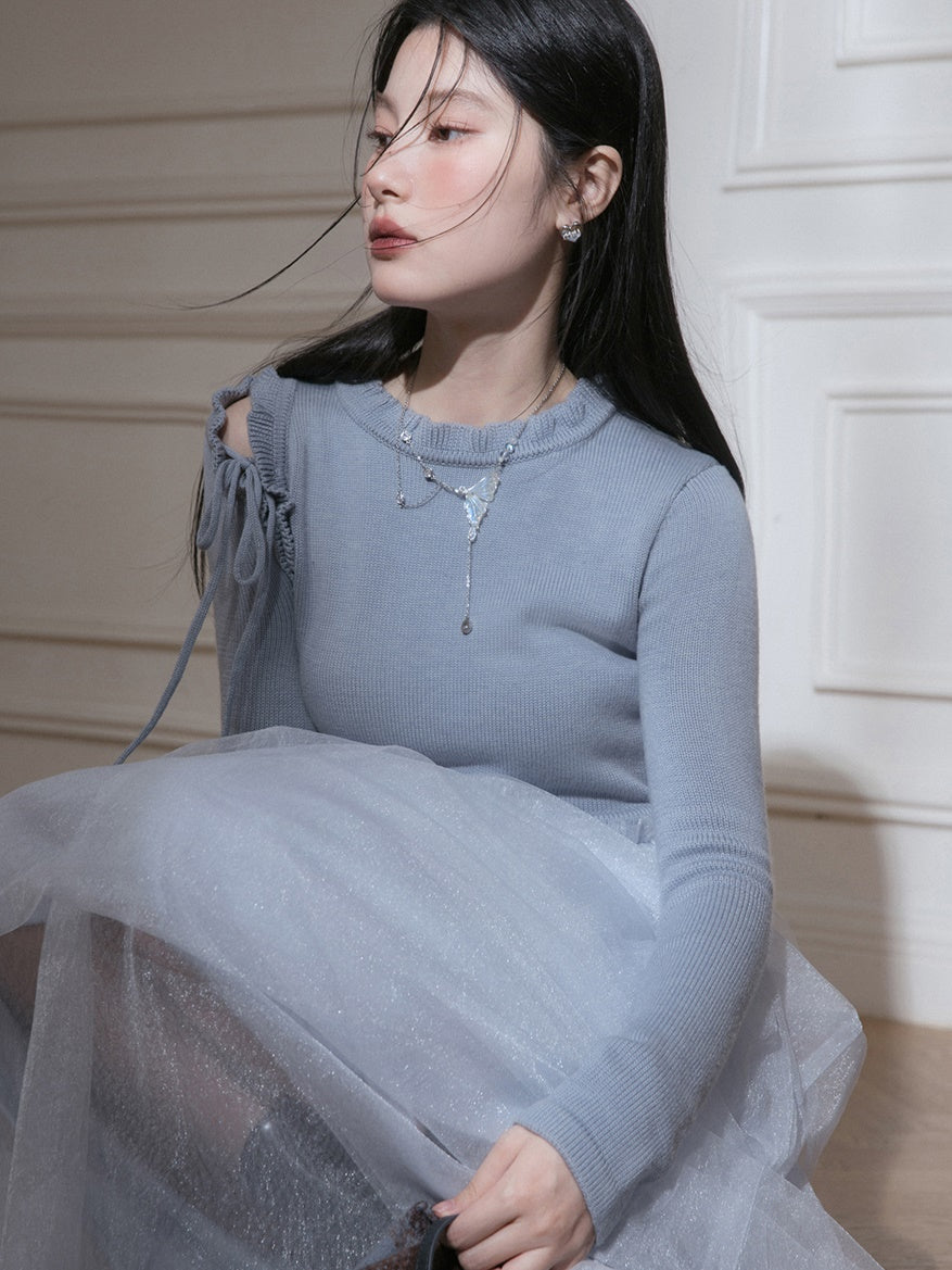 패치 워크 디자인 깎아 지른 케이크 드레스