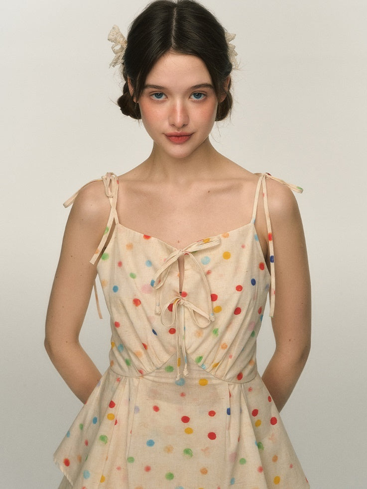Colorful Polka Dot Print Camisole & Tutu Balloon Skirt