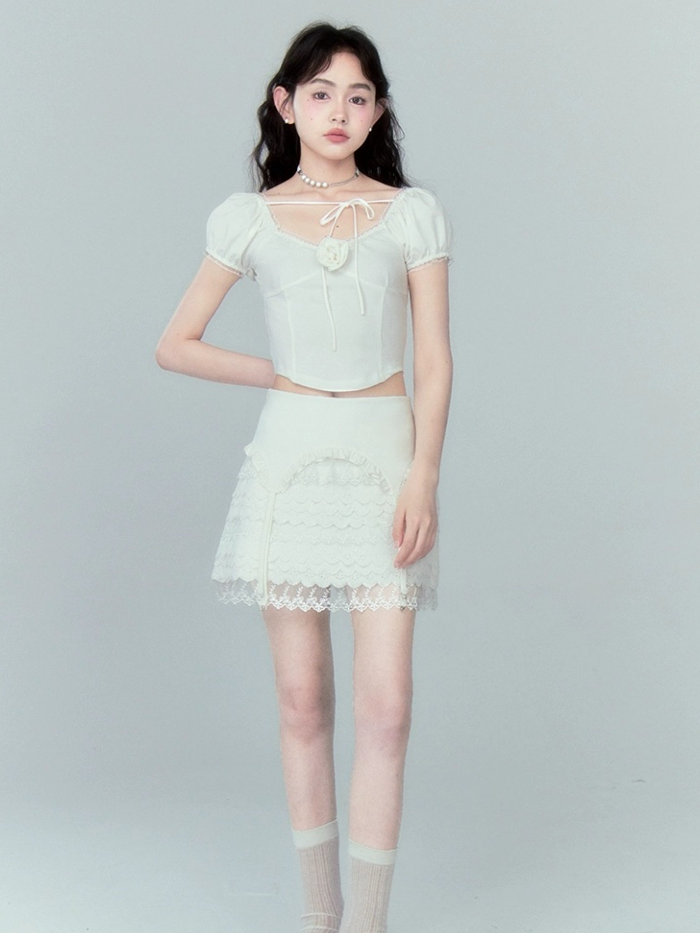 다층 레이스 스커트