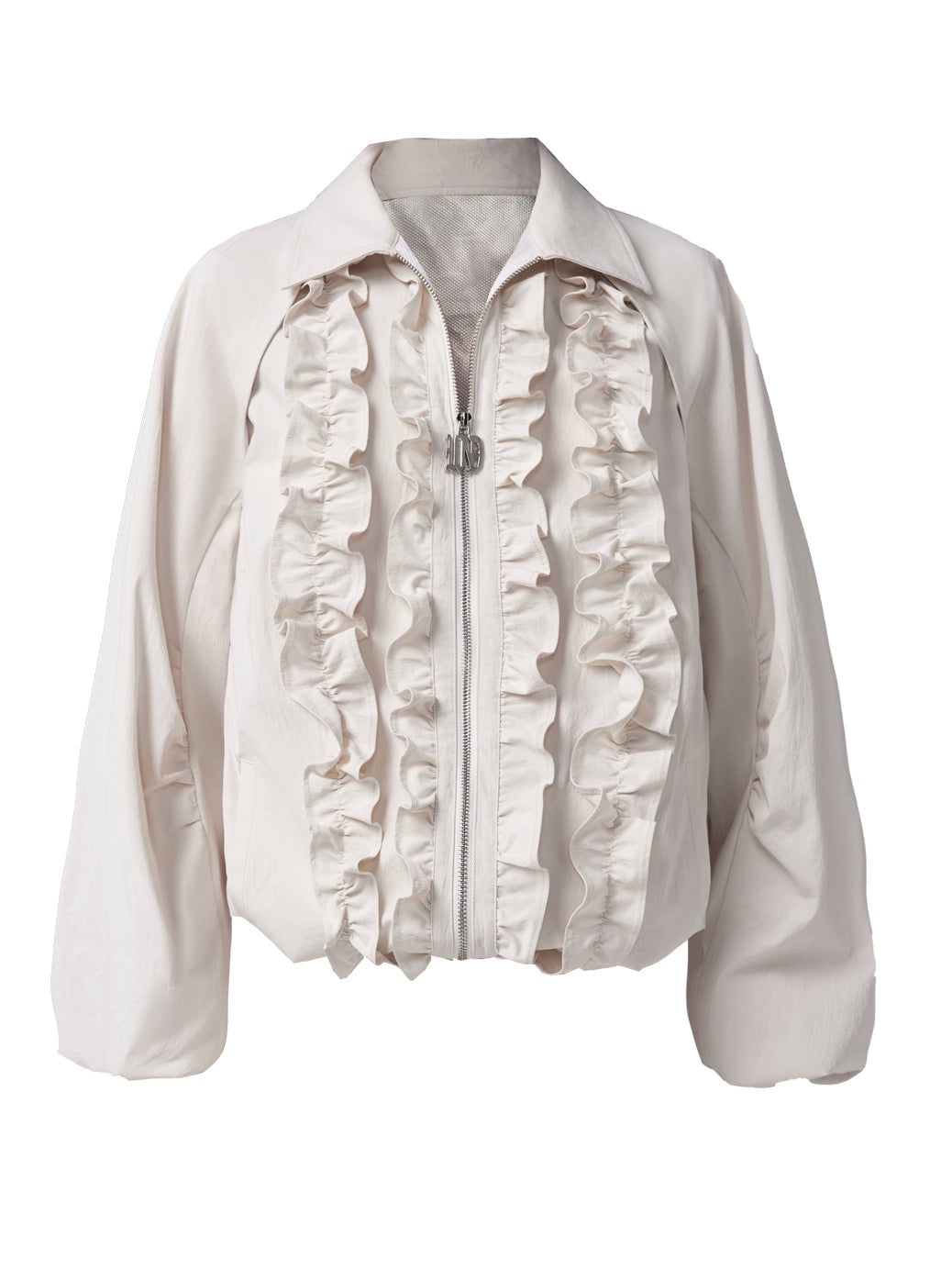 Ruffled POLO Collar Swing Jacket & Cake Skirt