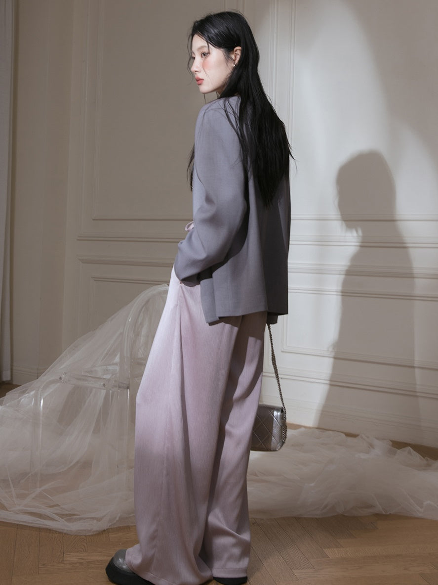 주름진 드레이프 캐주얼 바지