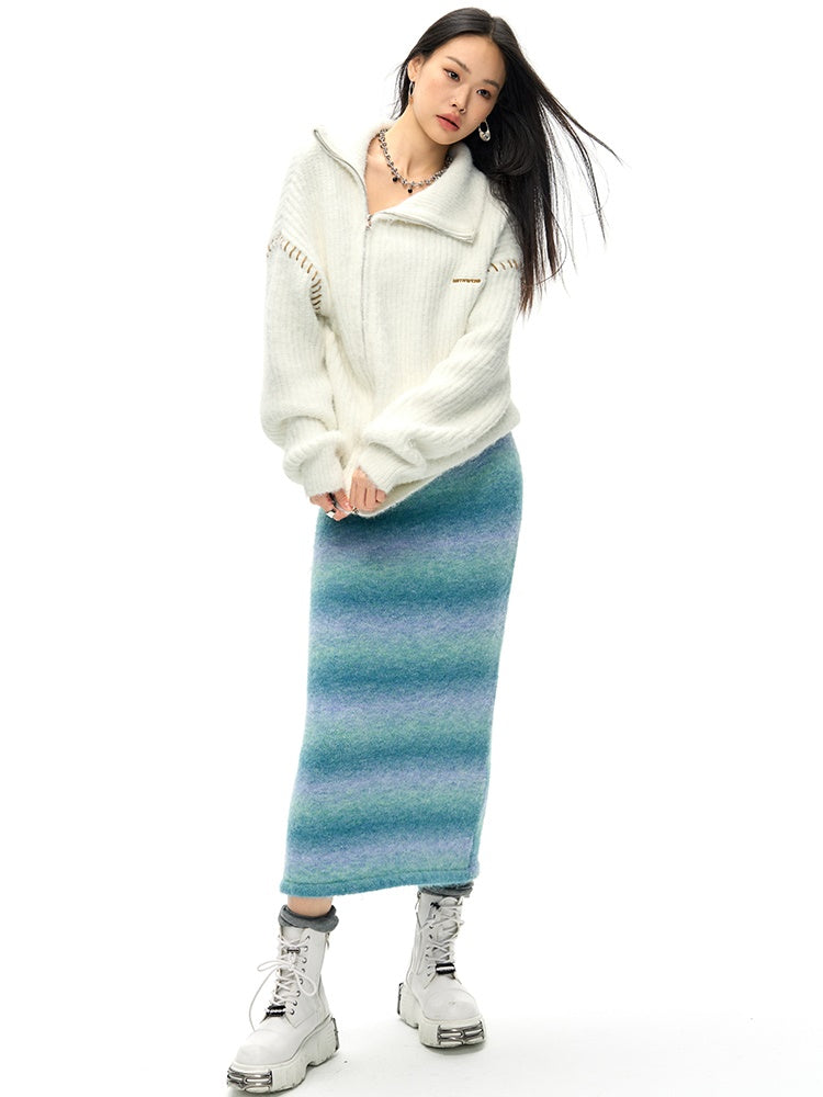 Slim -gestrickter Verlaufsrock