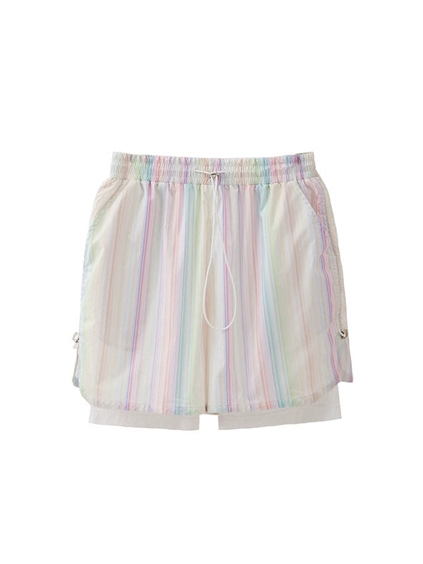 Rainbow Striped Windbreaker & Short Pants