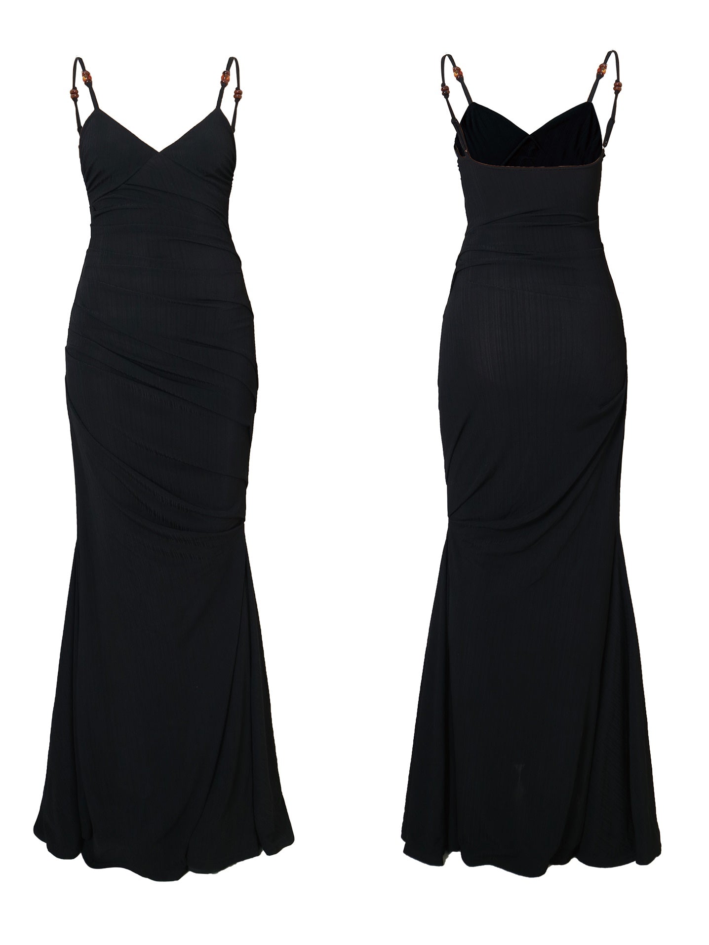 Slim Ruched Long Classic Slip Mermaid Dress