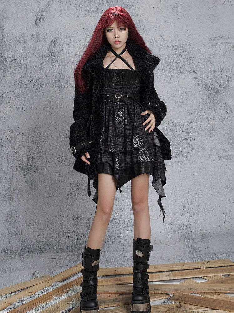 IRREGULAR HEM SLING PUNK ONE-PIECE