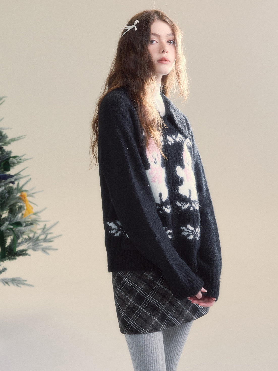 Snowman Fair Island Retro ZIP-Up Knitted Cardigan