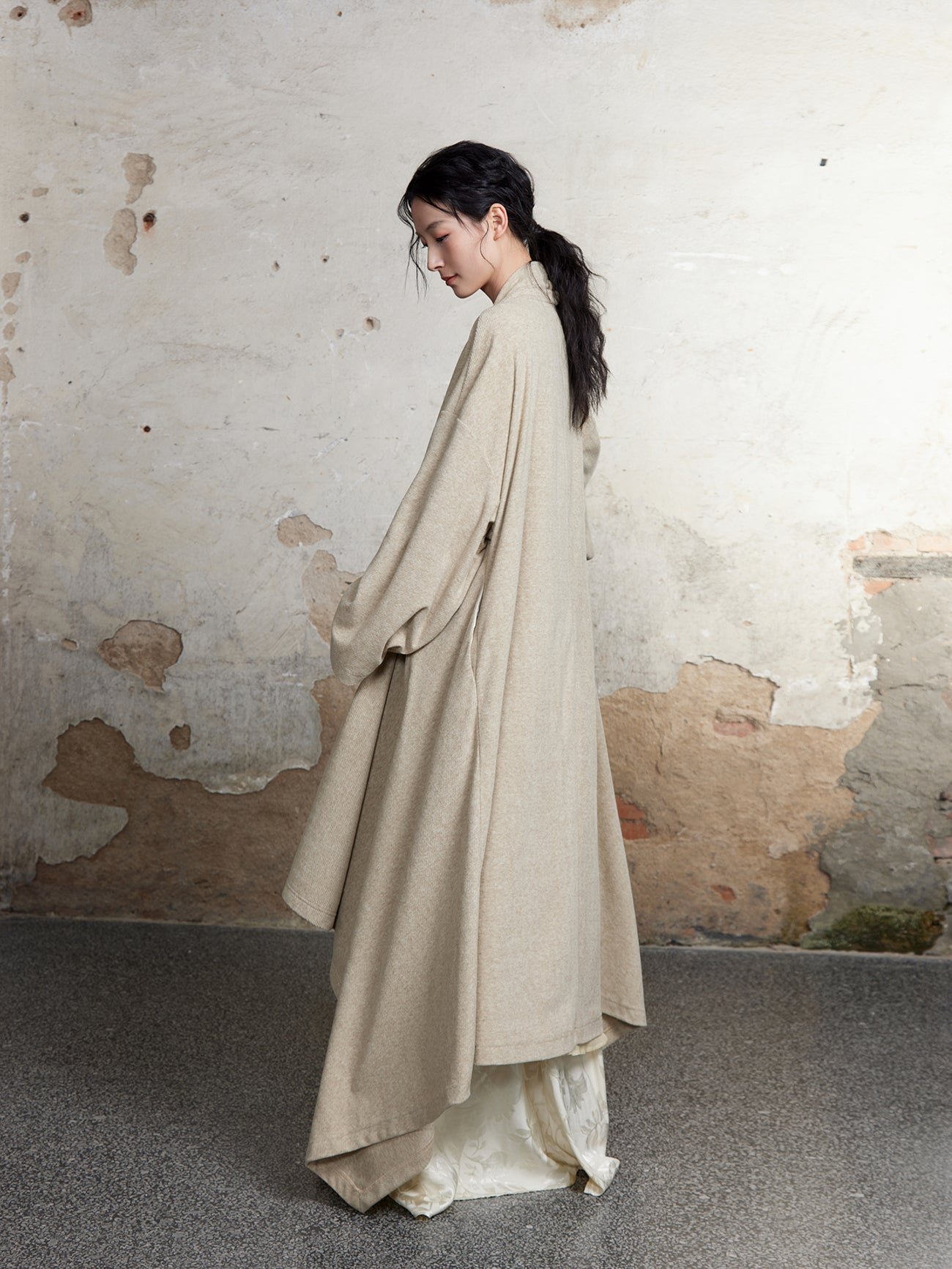 Strickkragen lange Kleid -Strickjacke