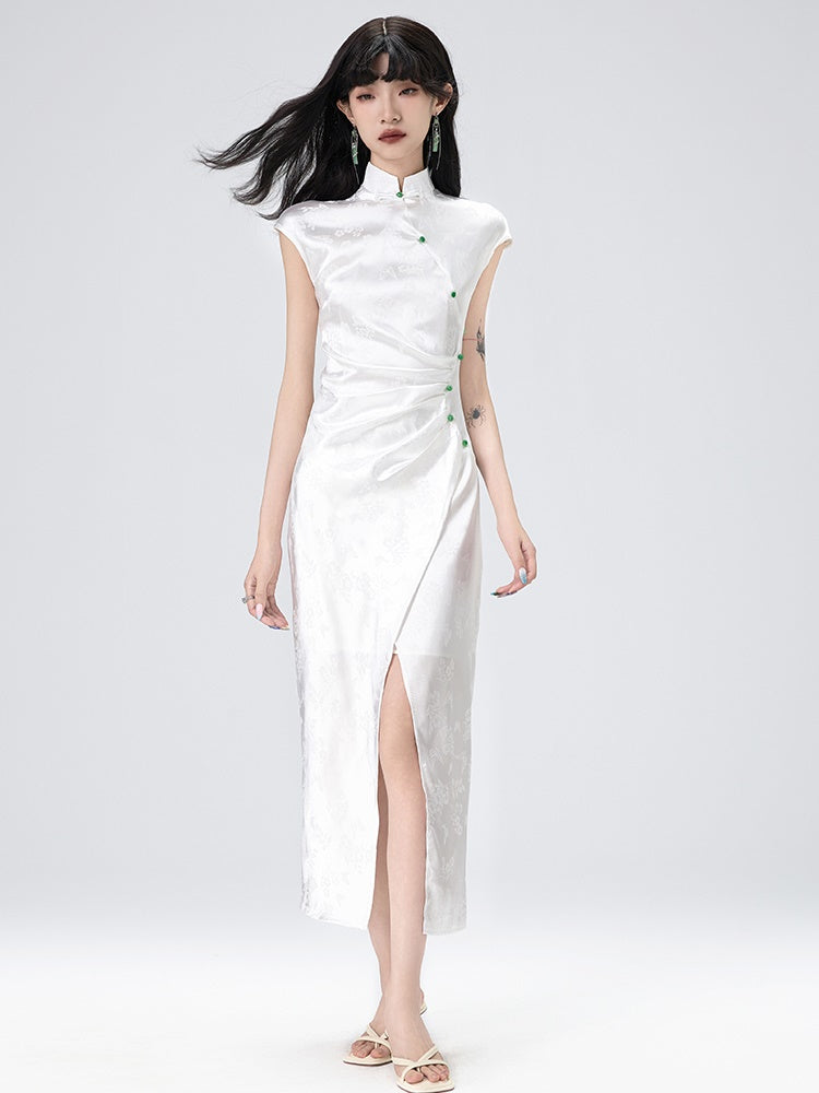 Sleeveless Improved Cheongsam Slit Design Long Dress