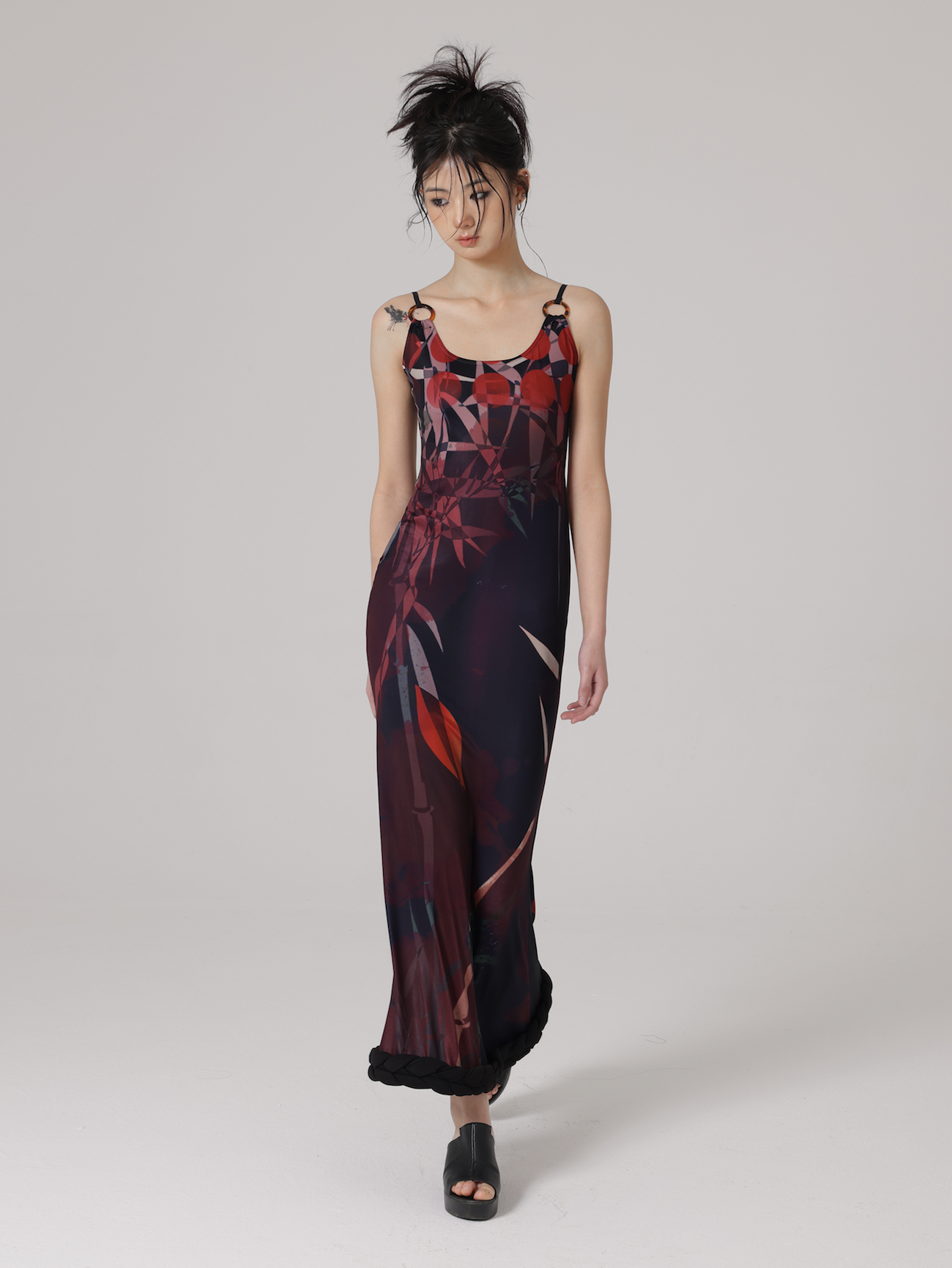 CHINESE STYLE PRINT MERMAID ADJUSTMENT SUSPENDER Dress