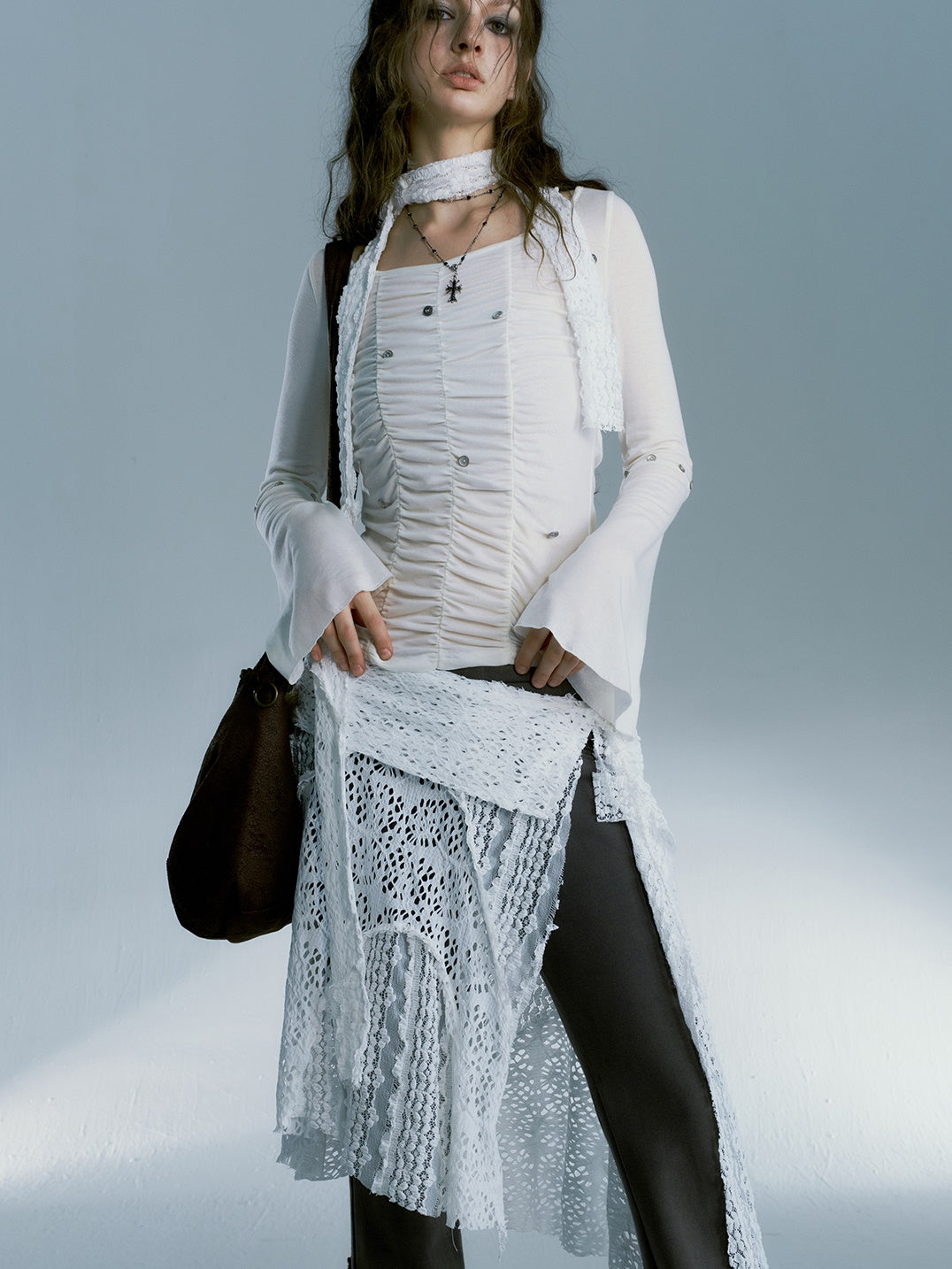 Hollow Lace Matching Apron Skirt