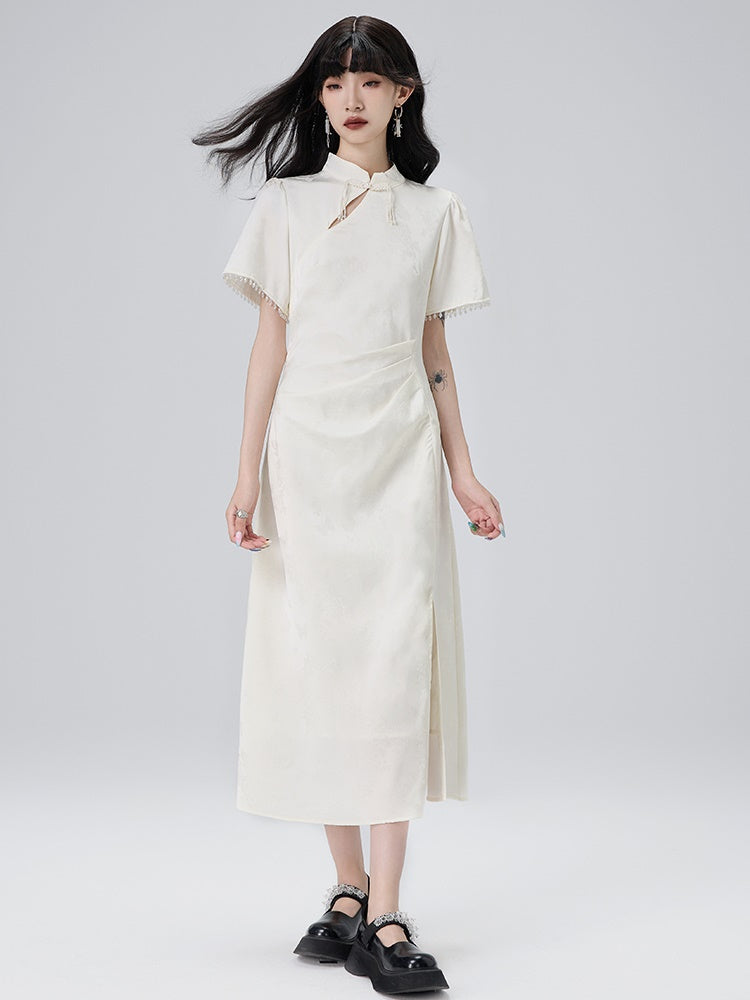 Cut-out Short-sleeved Cheongsam Slimt Dress