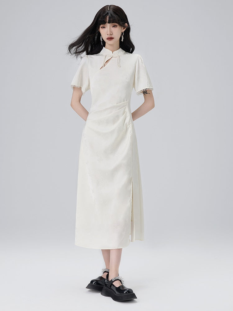 Cut-out Short-sleeved Cheongsam Slimt Dress