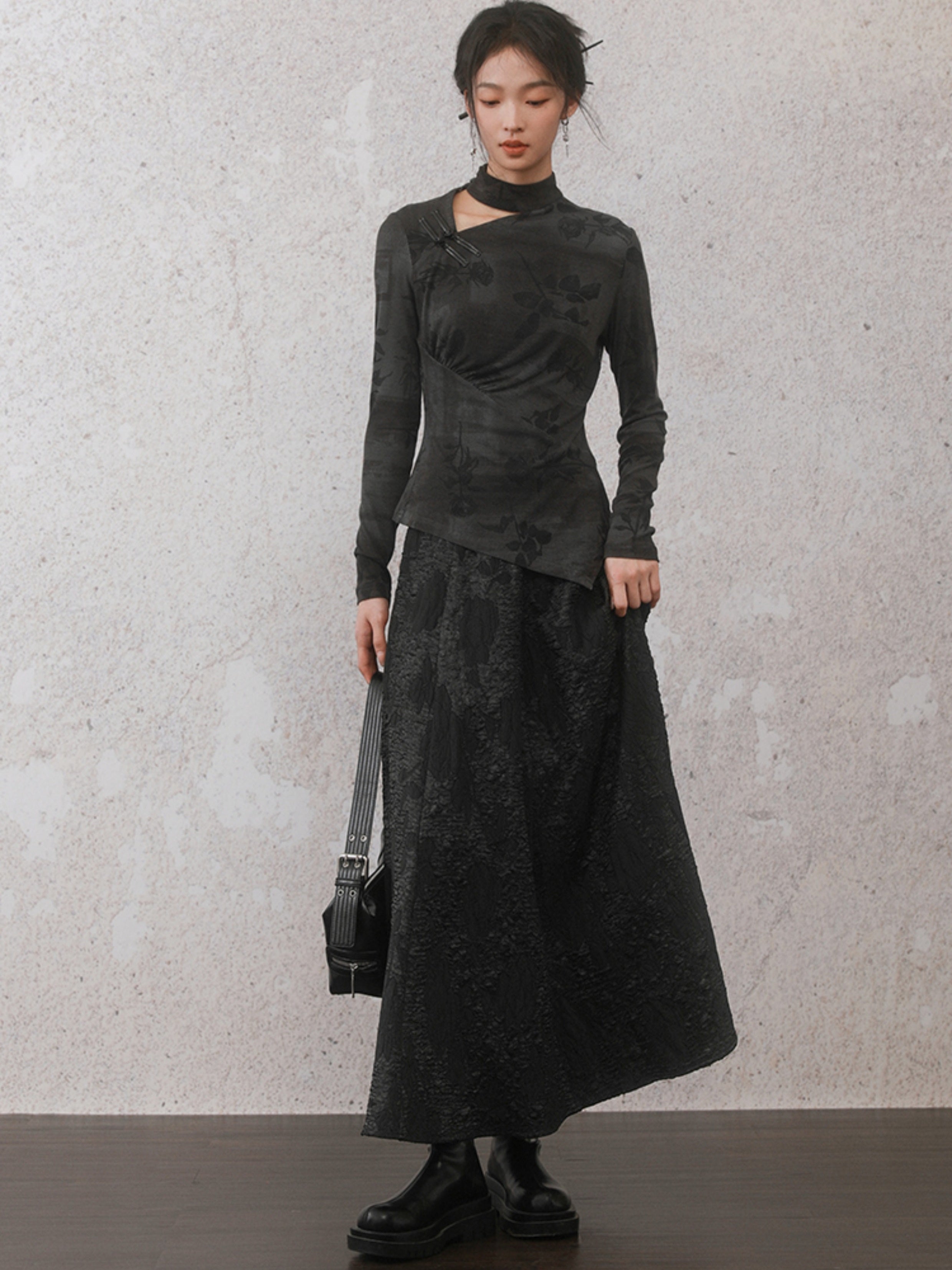 Niche Design Jacquard Long Skirt